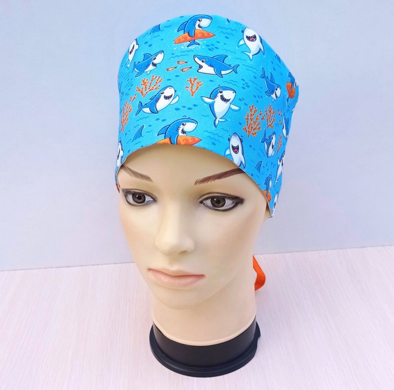 Sharks scrub cap for women animal scrub hat with sweat cloth | Etsy