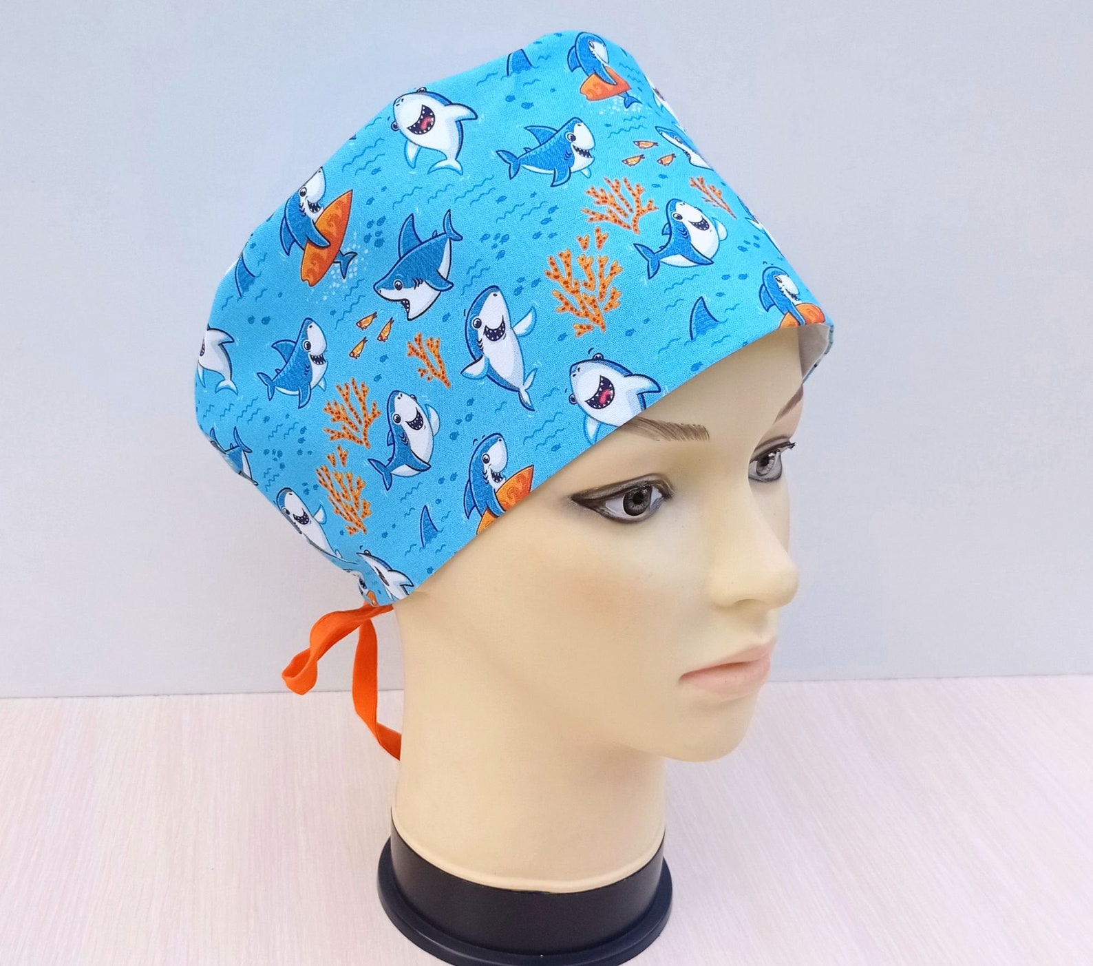 Sharks scrub cap for women animal scrub hat with sweat cloth | Etsy