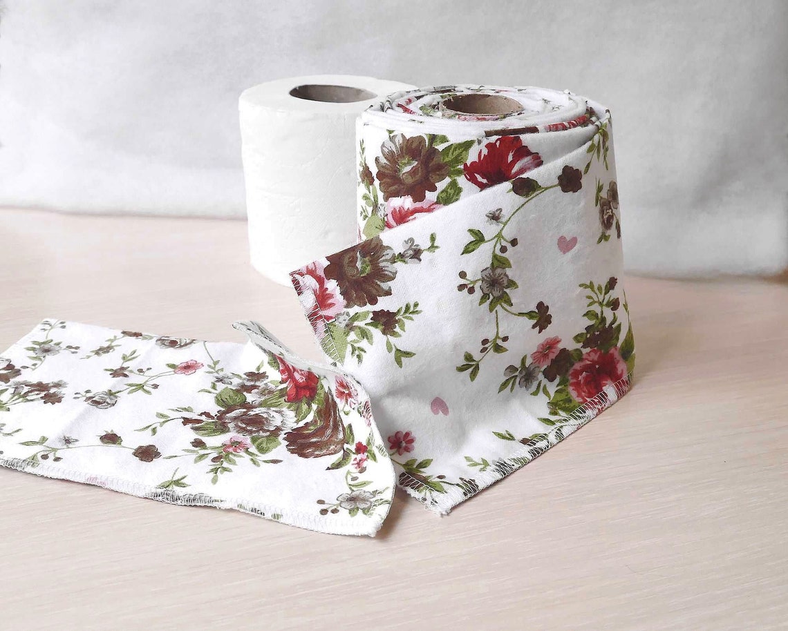 Reusable toilet Paper roll with roses washable toilet paper Etsy