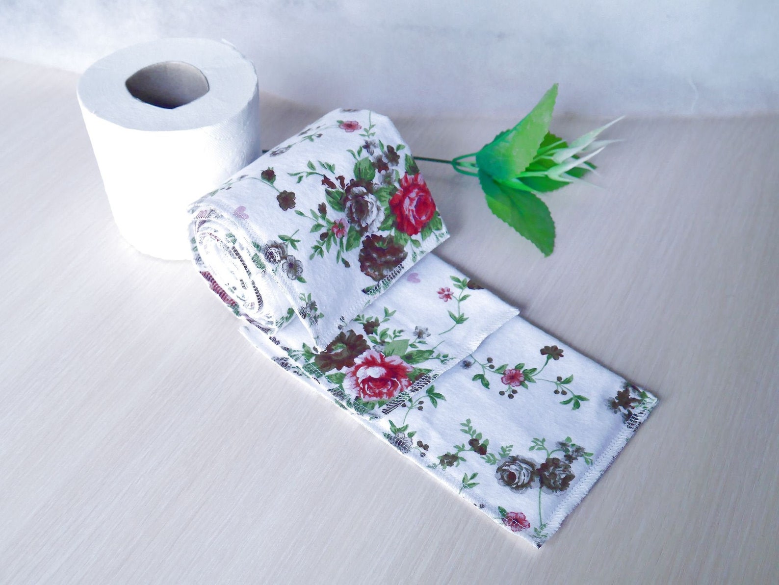 Reusable toilet Paper roll with roses washable toilet paper Etsy