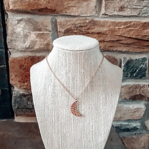 gold textured moon necklace