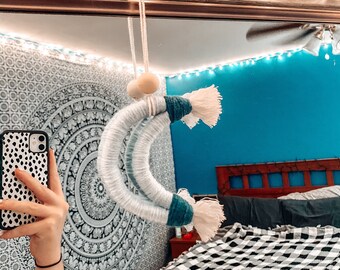 customizable macrame crescent moon