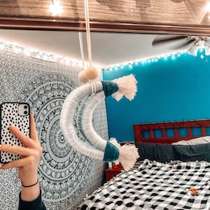 customizable macrame crescent moon