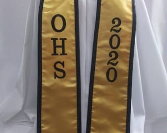 Custom Embroidered Satin Graduation Sash, Grad Gift