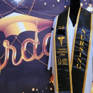 1 Custom Graduation Stole, A Custom Embroidered Satin Stole, Embroidered Grad Stole, 2024 Grad, Nursing, Nursing Grad Gift, Grad Sash, BSN