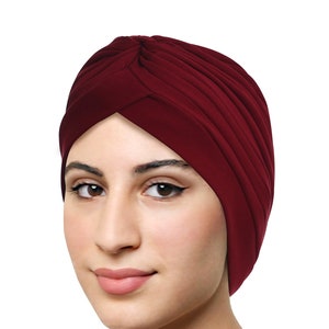 Turban Cotton Wrap Pre-tied Pull-on Expandable Chemo Beanie Hat