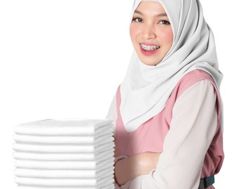 Set of 6 Wholesale Girl's Jersey Cotton White Shawl with Matching Underscarf Hijab Cap