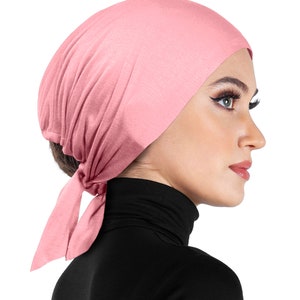 pink under scarf cap breast cancer chemo cap alopecia hair loss cotton soft light weight beanie