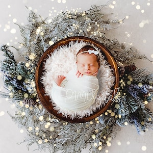 Digital Download Newborn, Christmas digital background, lights digital backdrop, greenery,light, Digital Backgrounds for Newborn Photography