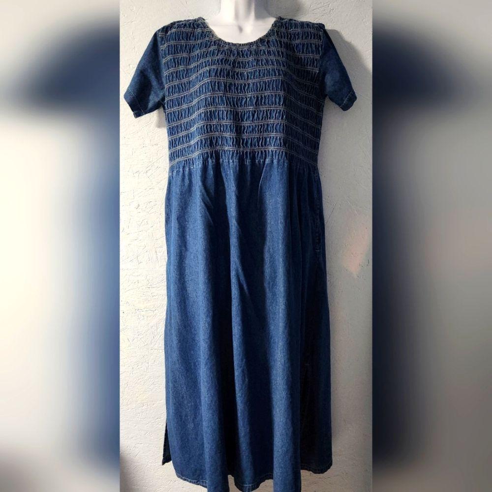 white christmas dresses WOMEN'S LONG SLEEVE TIERED DENIM BABYDOLL MINI DRESS