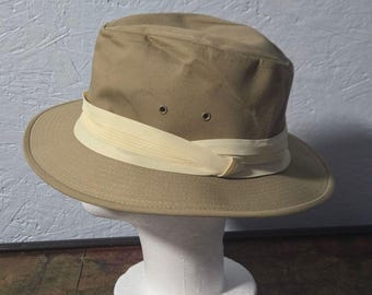 Vintage Men's Bee Hats Tan Canvas Fedora Safari Hat