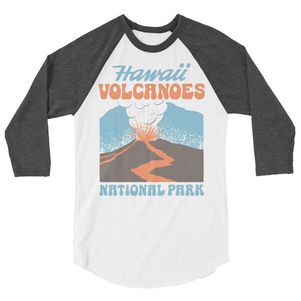 Hawaii Volcanoes 3/4 Sleeve Shirt Vintage-Style National Park Raglan