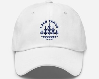 Lake Tahoe Embroidered White Dad Hat