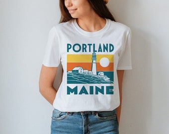 Portland Maine T-shirt Vintage White Unisex Tee