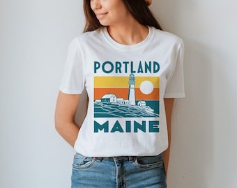Portland Maine T-shirt Vintage White Unisex Tee