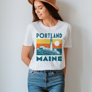 Portland Maine T-shirt Vintage White Unisex Tee