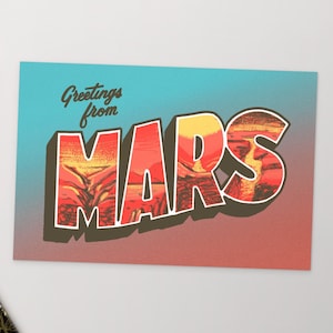 Grußkarte Vom Mars Vintage Space Travel Postkarte