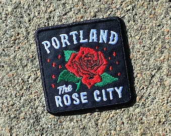 Patch Portland - Flor Rose City Oregon - Patch bordado