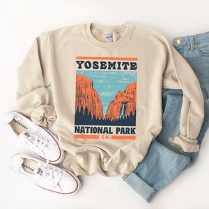 Yosemite National Park Sweatshirt Vintage Beige Unisex Crewneck