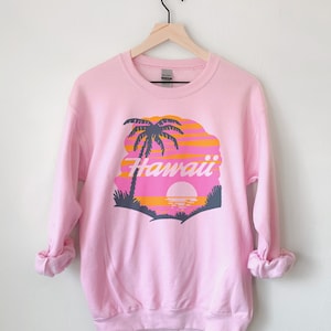 Pink Hawaii Sweatshirt Unisex Big Island Vintage-Style Aloha Crewneck
