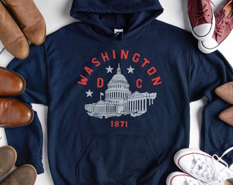 Washington DC Hoodie Capitol District of Columbia Navy Blue Unisex Sweatshirt