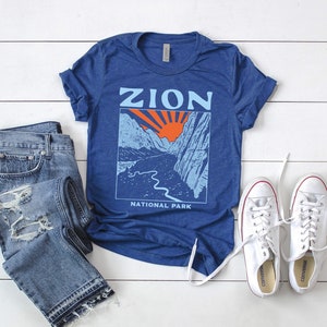 Zion National Park Utah Vintage Tri Blend Blue Unisex T-shirt