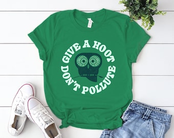 Hoot Owl T-shirt - Niet vervuilen - Unisex Green Tee