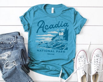 Acadia National Park Maine Vintage Unisex Tri Blend T-shirt