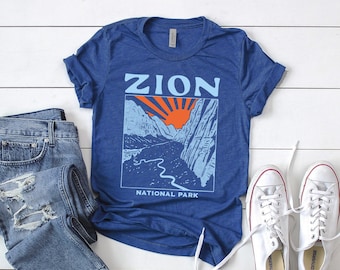 Zion National Park Utah Vintage Tri Blend Blue Unisex T-shirt