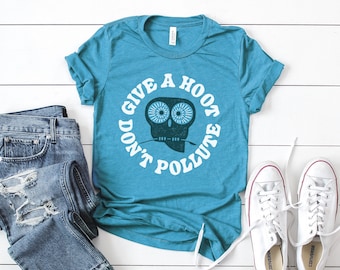 Geef een Hoot Don't Pollute Owl Conservation Sustainability Unisex Tri Blend T-shirt