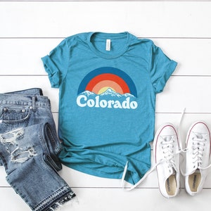 Colorado Mountain Vintage-Style T-shirt Blue Triblend Unisex Tee