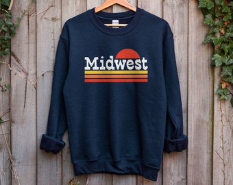 Navy Blue Midwest Vintage Unisex Crewneck Sweatshirt