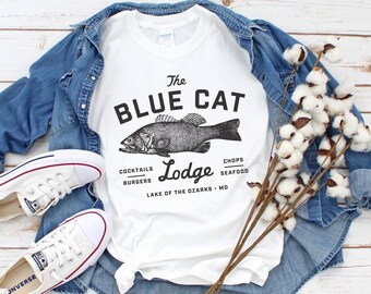 Ozark Blue Cat Lodge T-Shirt Klassieke Unisex Missouri Tee