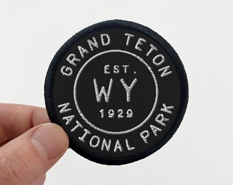 Grand Teton National Park Wyoming Embroidered Round Black Patch