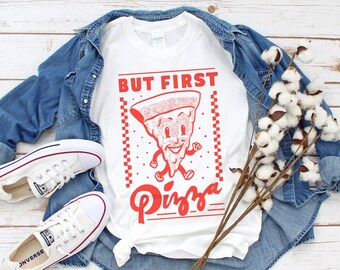 Maar eerste Pizza Retro Vintage Unisex T-Shirt