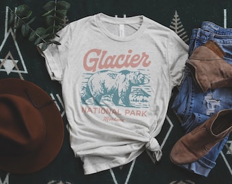 Glacier National Park Montana Vintage Stijl Tri Blend Unisex T-shirt