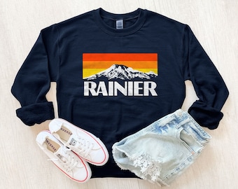 Mt. Rainier National Park Washington Tacoma Seattle Vintage Unisex Navy Blue Sweatshirt