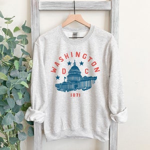 Washington DC Crewneck District of Columbia Capitol Vintage Ash Unisex Sweatshirt