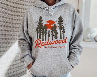 Redwood National Park California Vintage Sport Gray Unisex Hoodie