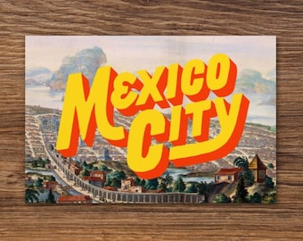 Mexico City Travel Postcard With Vintage-Style Lettering