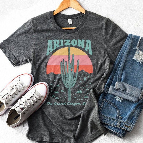 Vintage Arizona Desert Cactus Heather Gray Grand Canyon Unisex T-Shirt