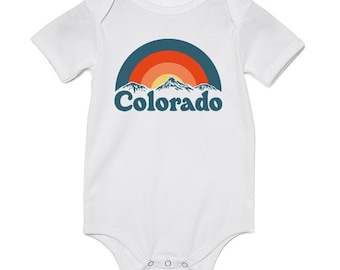 Colorado Mountain baby retro avontuur witte onesie