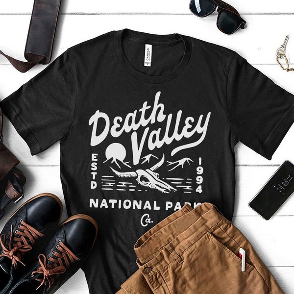 Death Valley T-shirt National Park California Vintage-Style Unisex Heather Black Tee