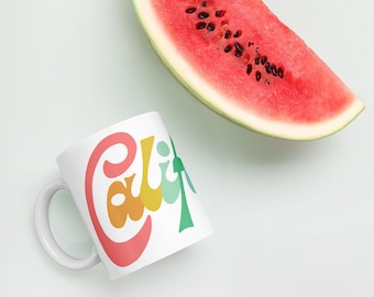 California Ceramic Mug Colorful Vintage Lettering