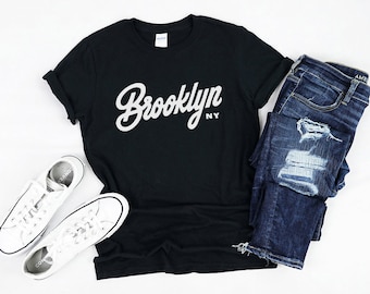Camiseta negra clásica Brooklyn New York Script
