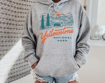 Yellowstone Hoodie Vintage National Park Unisex Sport Gray Hooded Pullover Sweatshirt