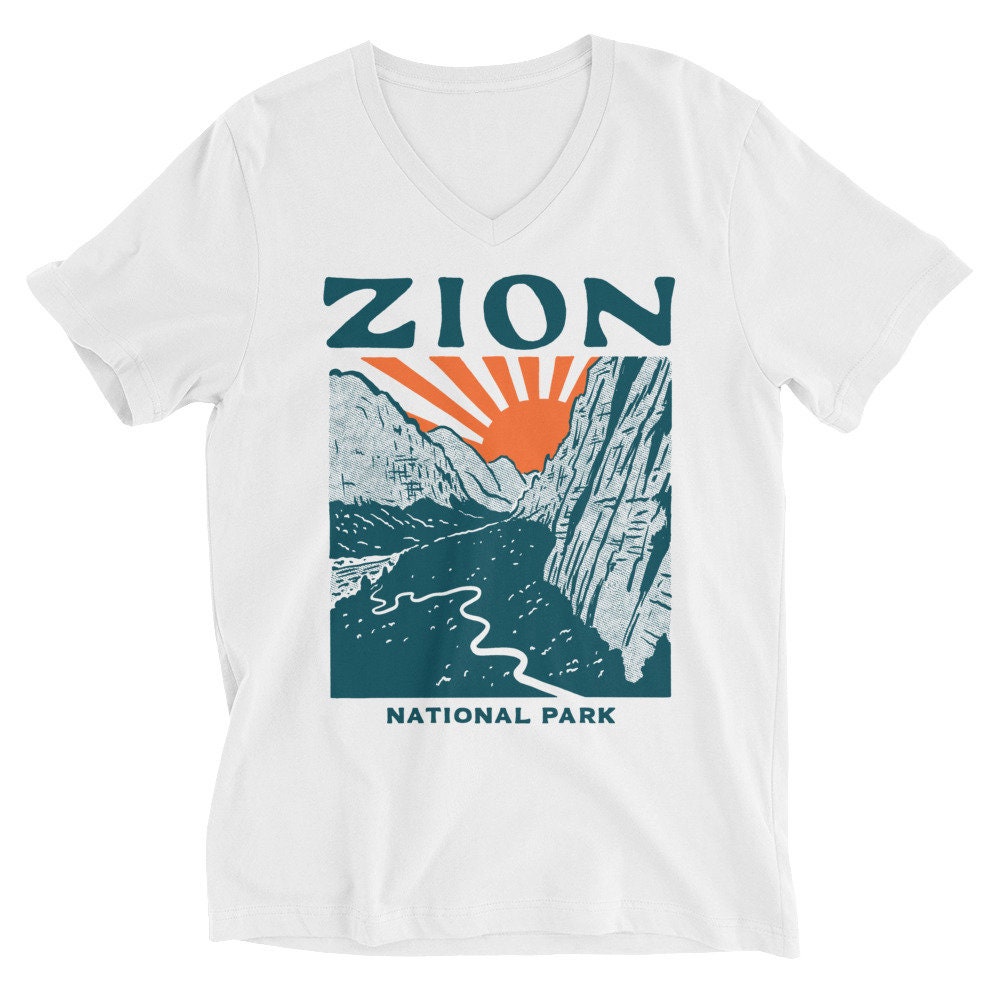 Zion National Park Vintage Utah V-Neck T-Shirt | Etsy
