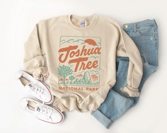 Joshua Tree Crewneck Beige Unisex National Park California Sweatshirt