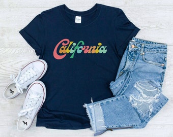 California Lettering T-Shirt Vintage Colorful Unisex Tee