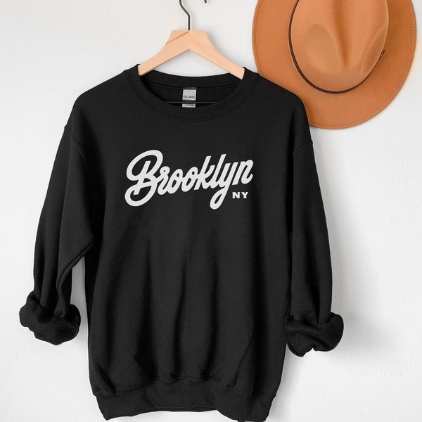 Brooklyn NY Sweatshirt Black and White Classic Unisex Crewneck